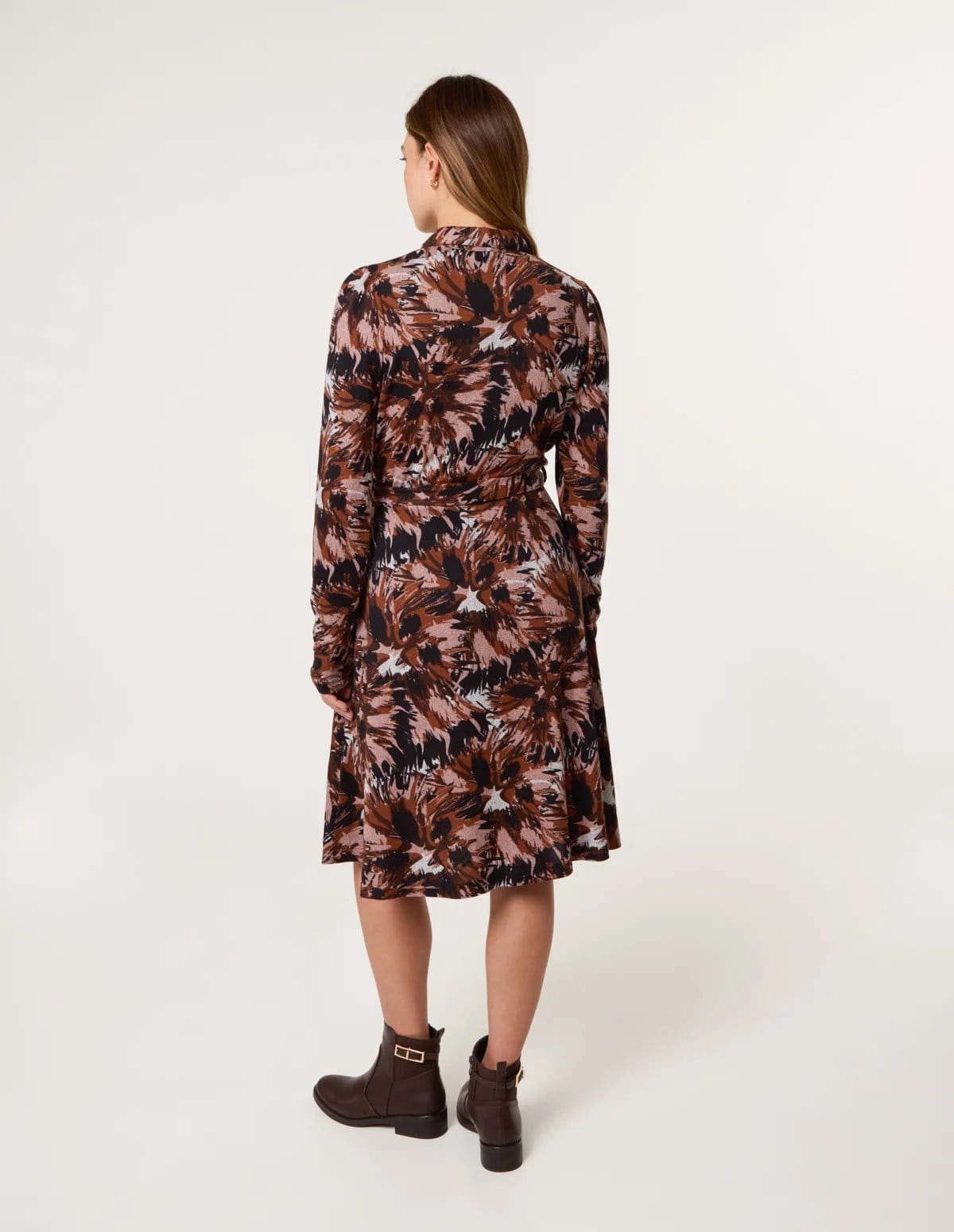 Blue Vanilla Abstract Printed Short Belted Shirt Dress - 4