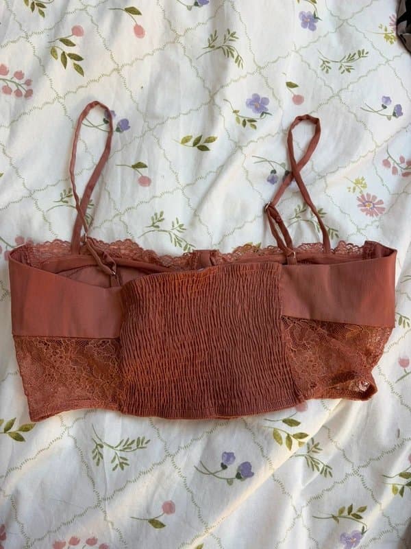 Bershka Bershka satin lace strappy crop top