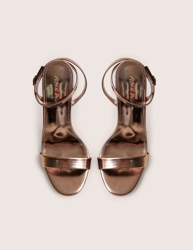 Public Desire Soho Pewter Metallic Barely There Strappy Stiletto Heels - 2