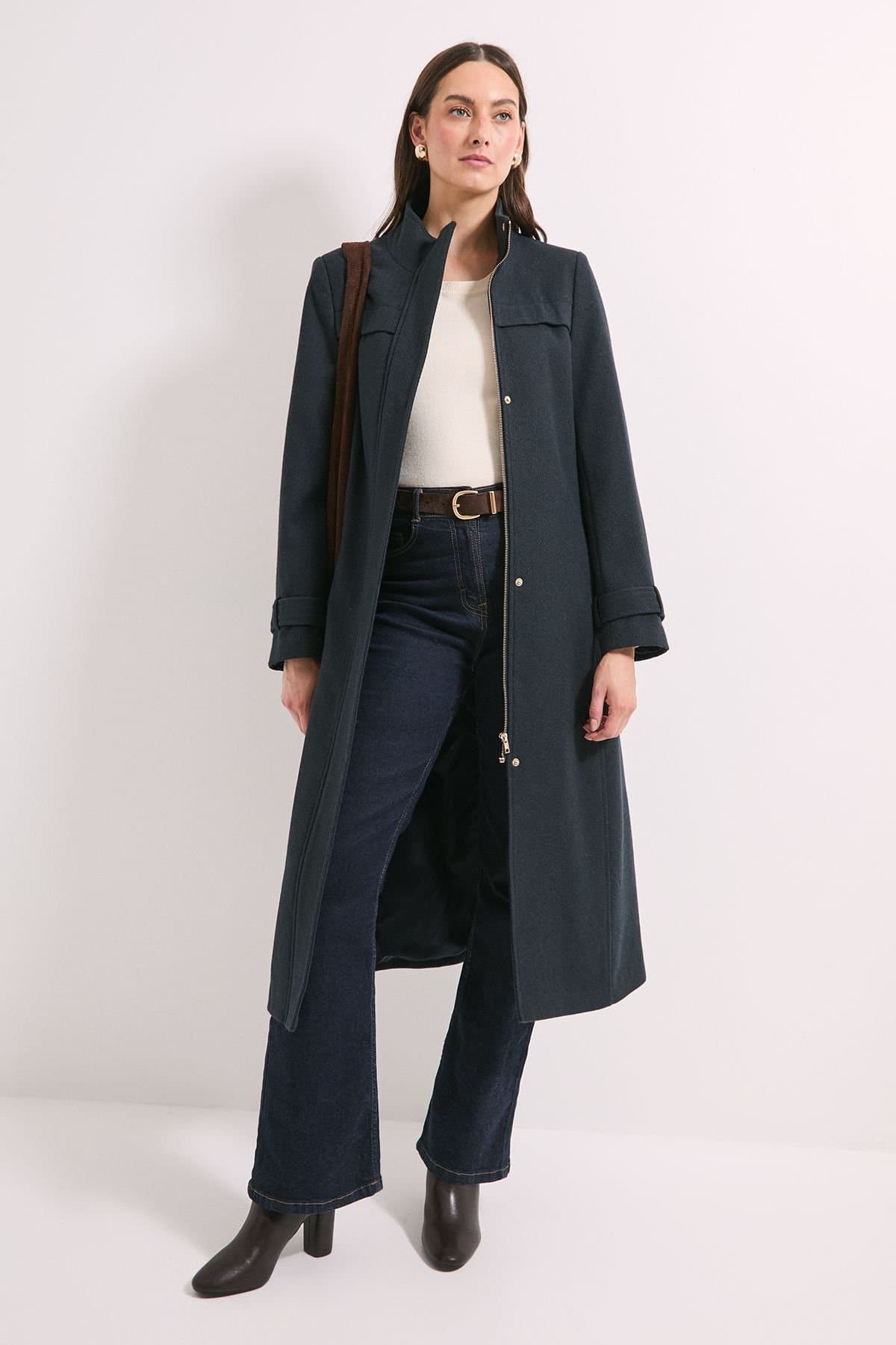 Wallis Wallis Women's Principles by Funnel Neck Coat in Navy