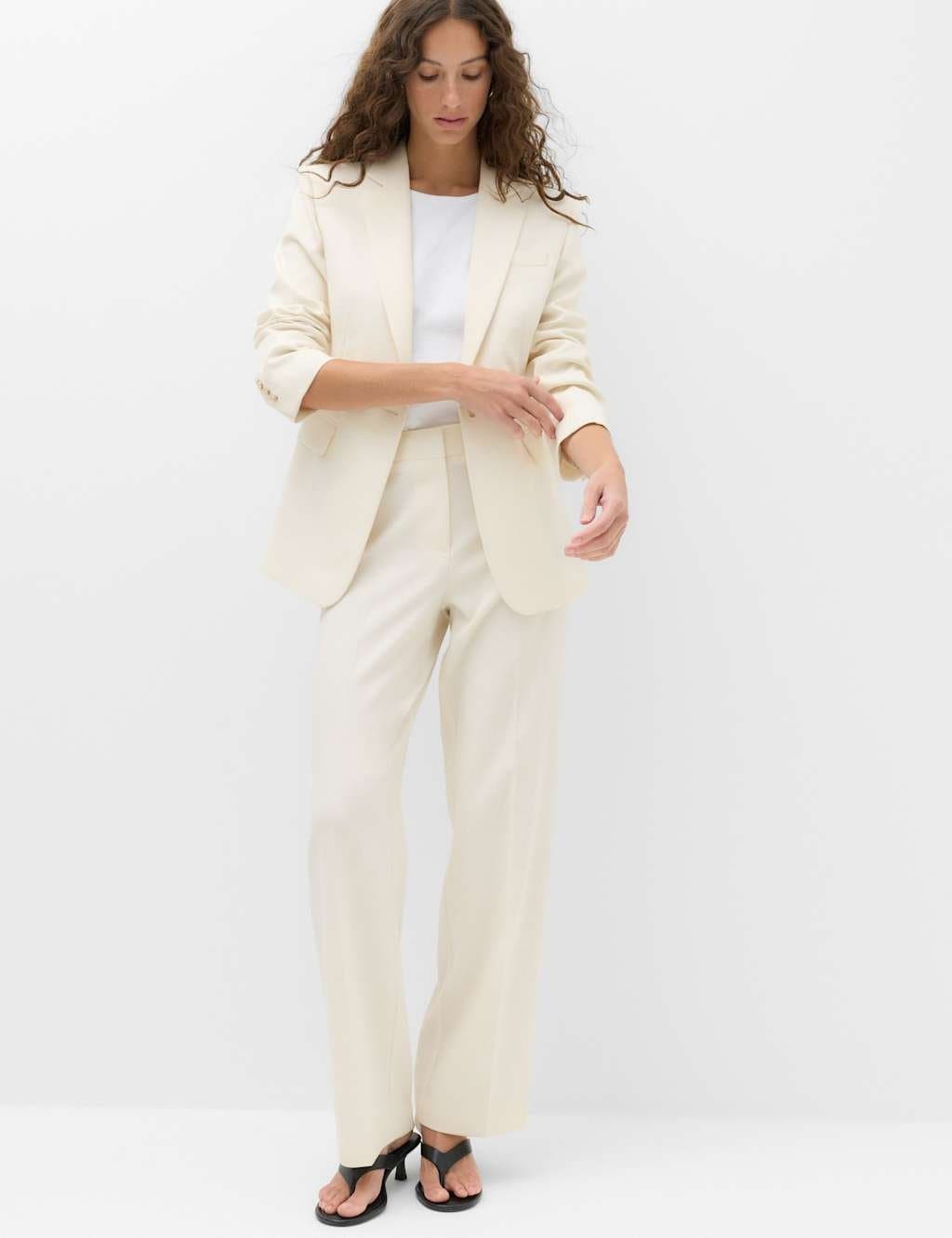 Marks & Spencer M&S Ivory Stretch Straight Leg Trousers