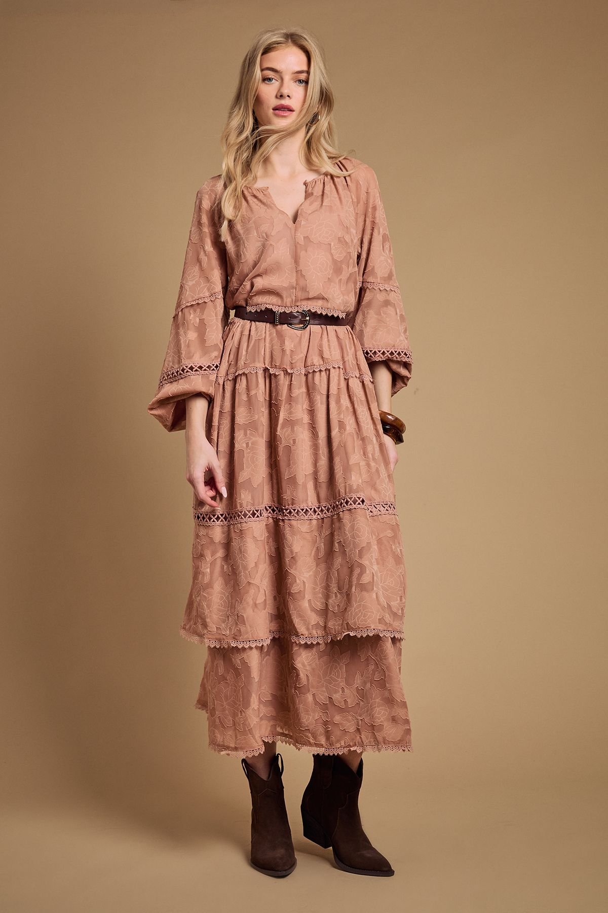 Oasis Oasis Women's Amber Real Suede Western Ankle Boots in Chocolate - 2