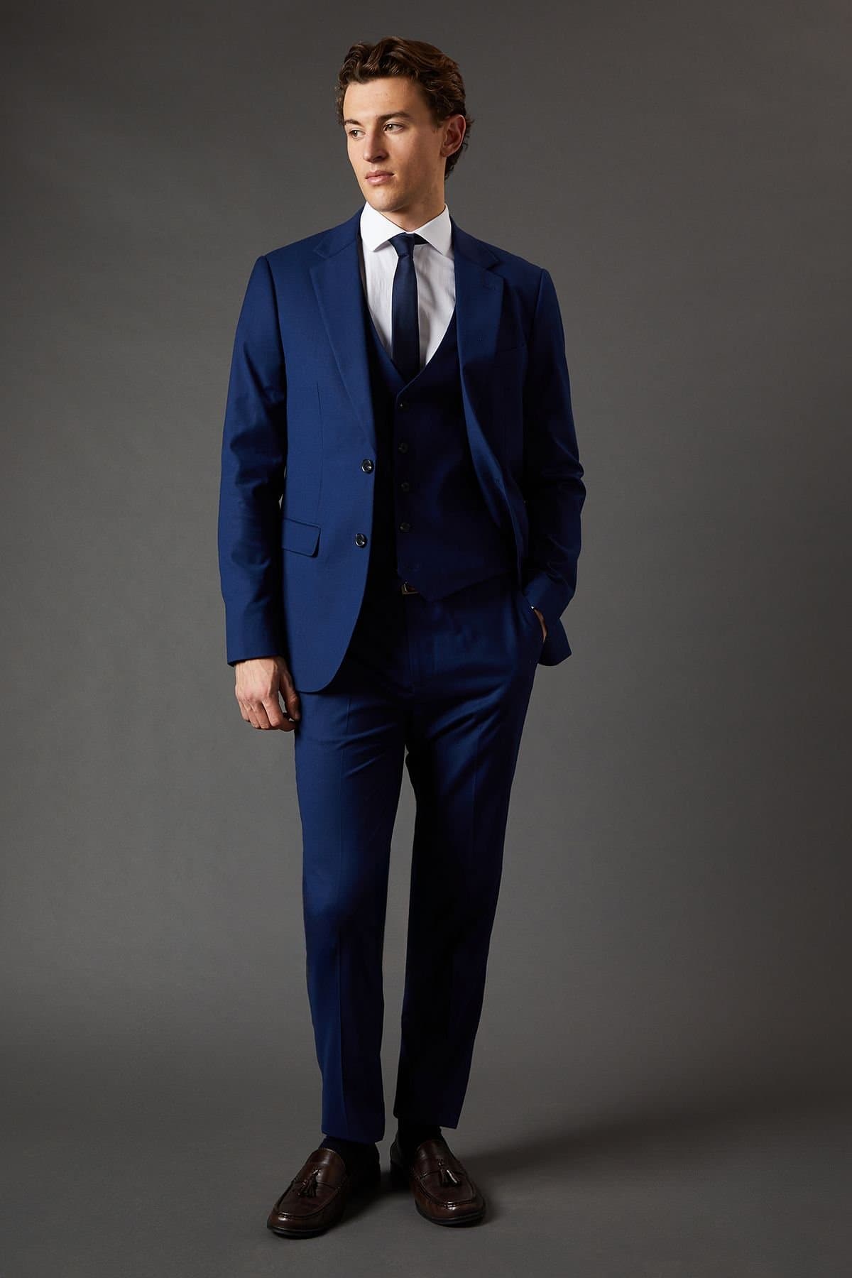 Burton Burton Men's French Navy Slim Fit Essential Suit Trousers in Dark Blue