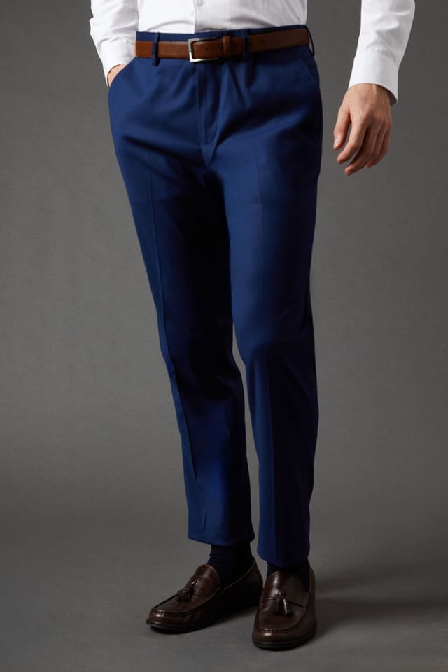 Burton Burton Men's French Navy Slim Fit Essential Suit Trousers in Dark Blue - 2