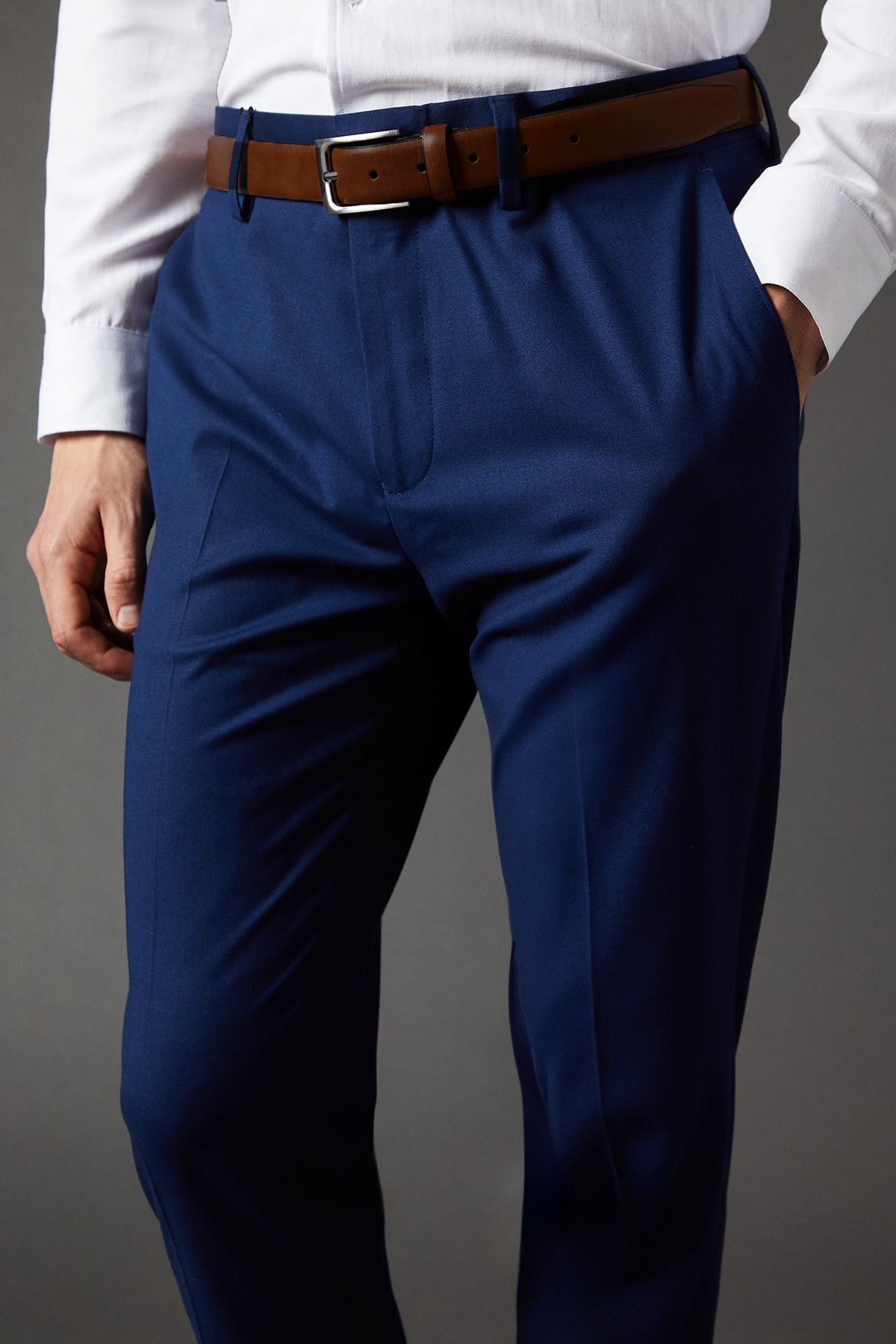 Burton Burton Men's French Navy Slim Fit Essential Suit Trousers in Dark Blue - 4