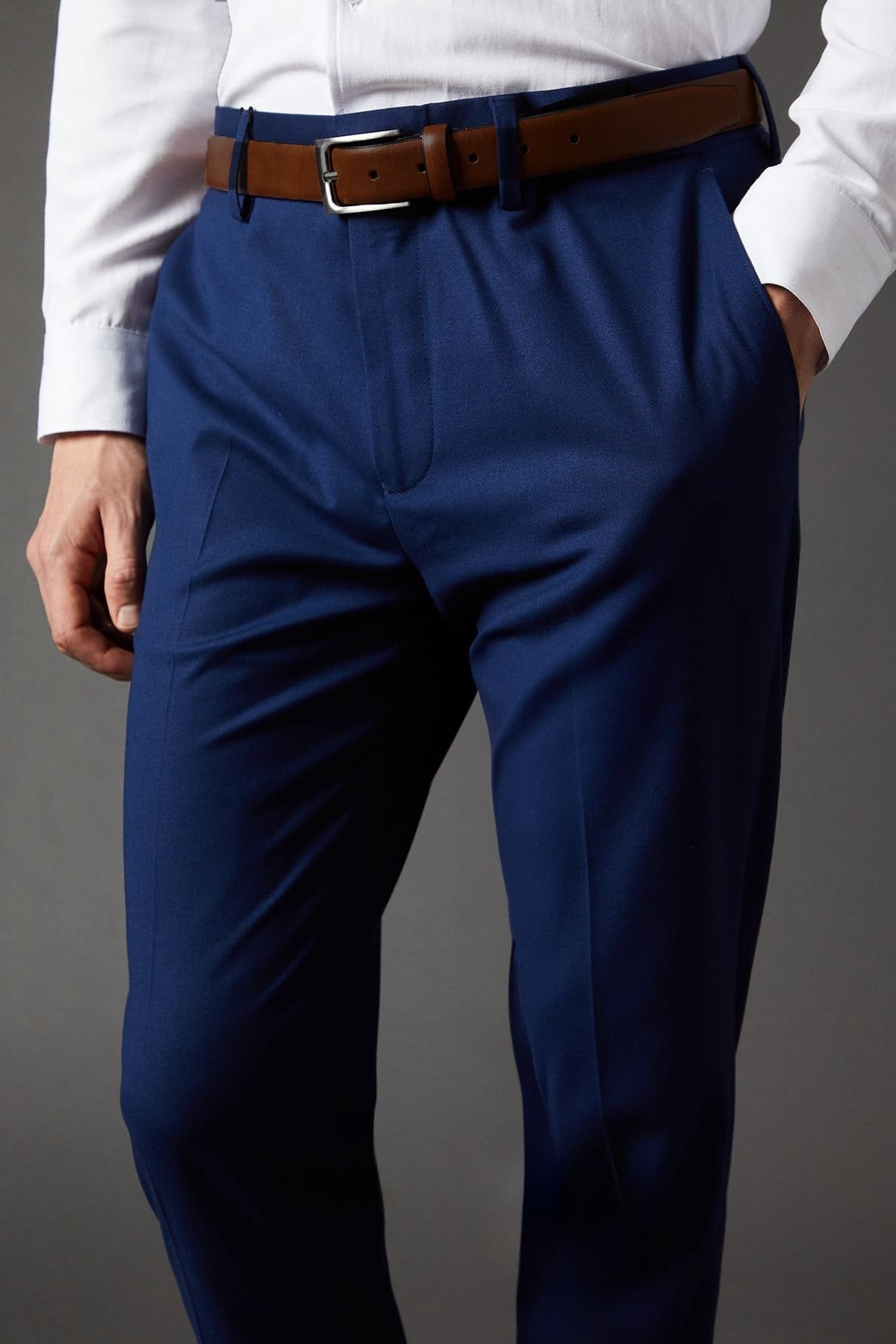 Burton Burton Men's French Navy Slim Fit Essential Suit Trousers in Dark Blue - 4
