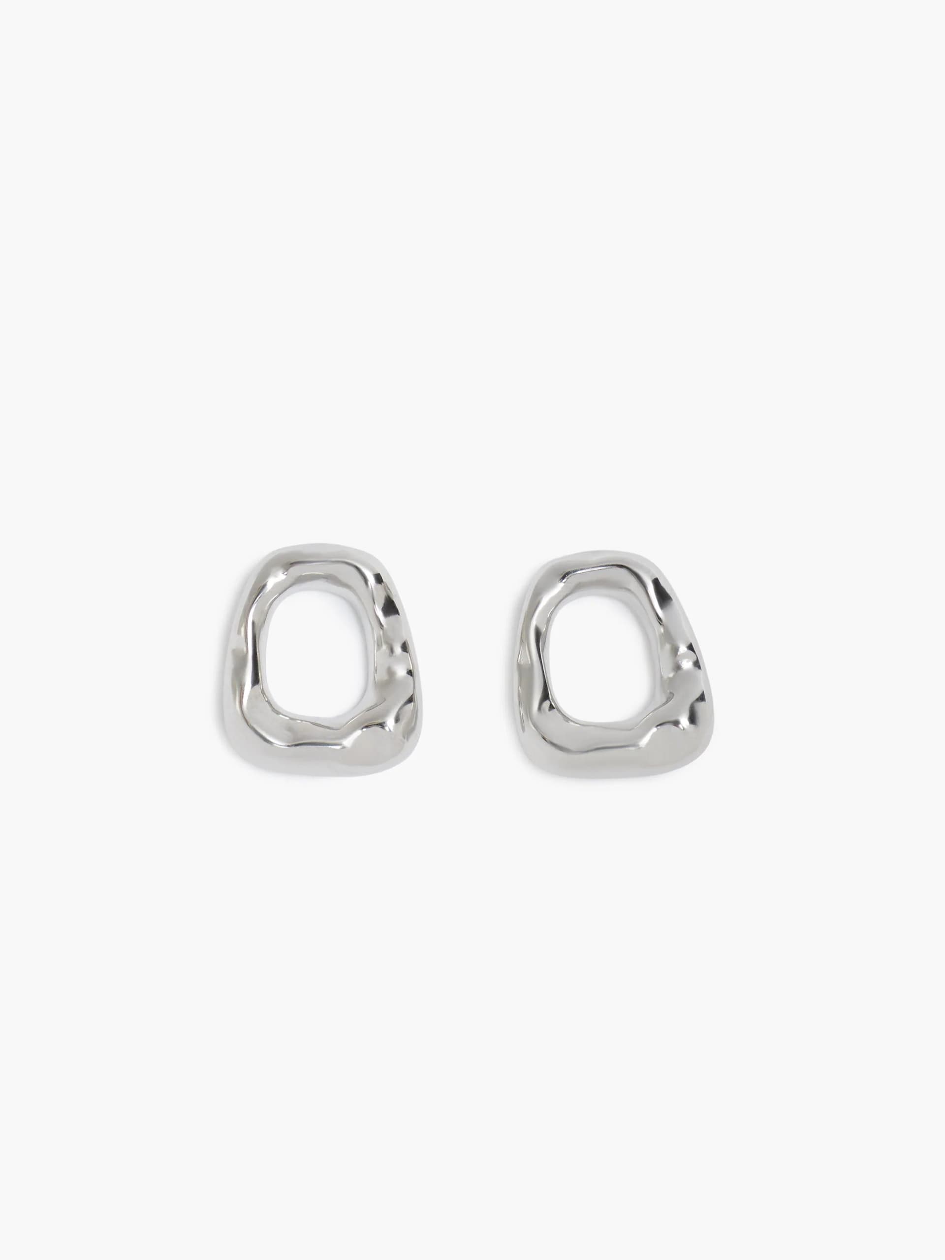 French Connection Molten Ring Stud Earrings Silver