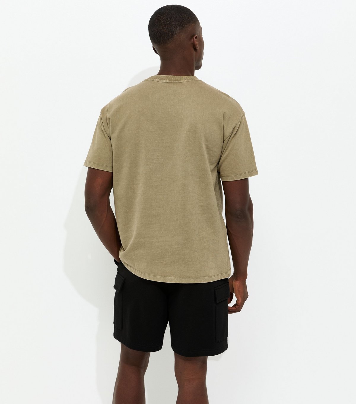 New Look Men's Dark Khaki Oversized Short Sleeve Washed T-Shirt New Look - 4