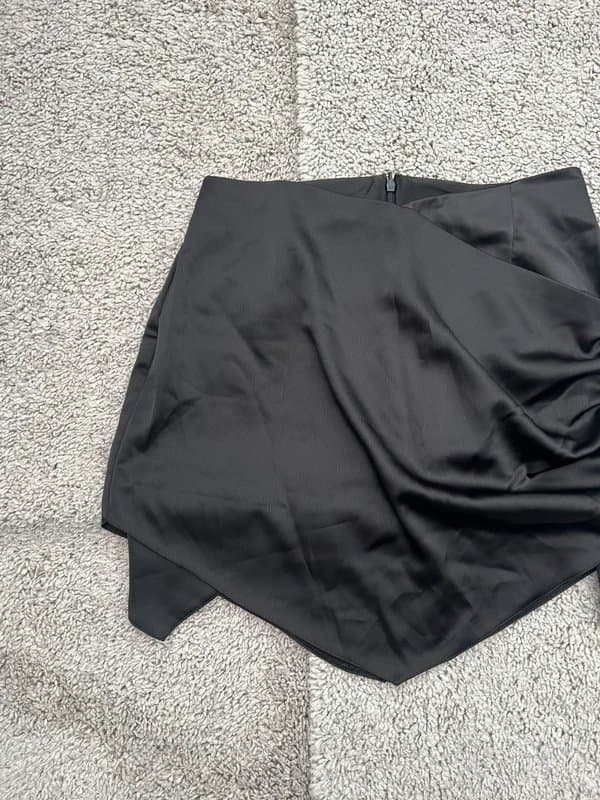 Zara Asos luxe satin ruched mini skirt UK 12