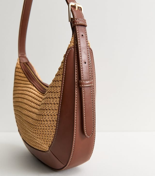 New Look Stone Woven Faux Leather Shoulder Bag Vegan New Look - 3