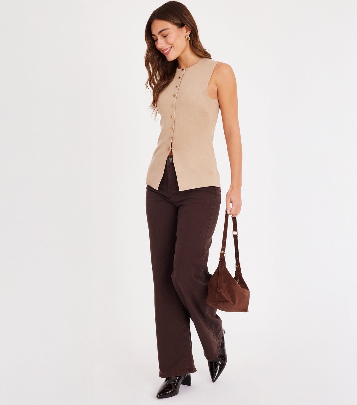 Quiz Women's Stone Knitted Top Quiz New Look - 2