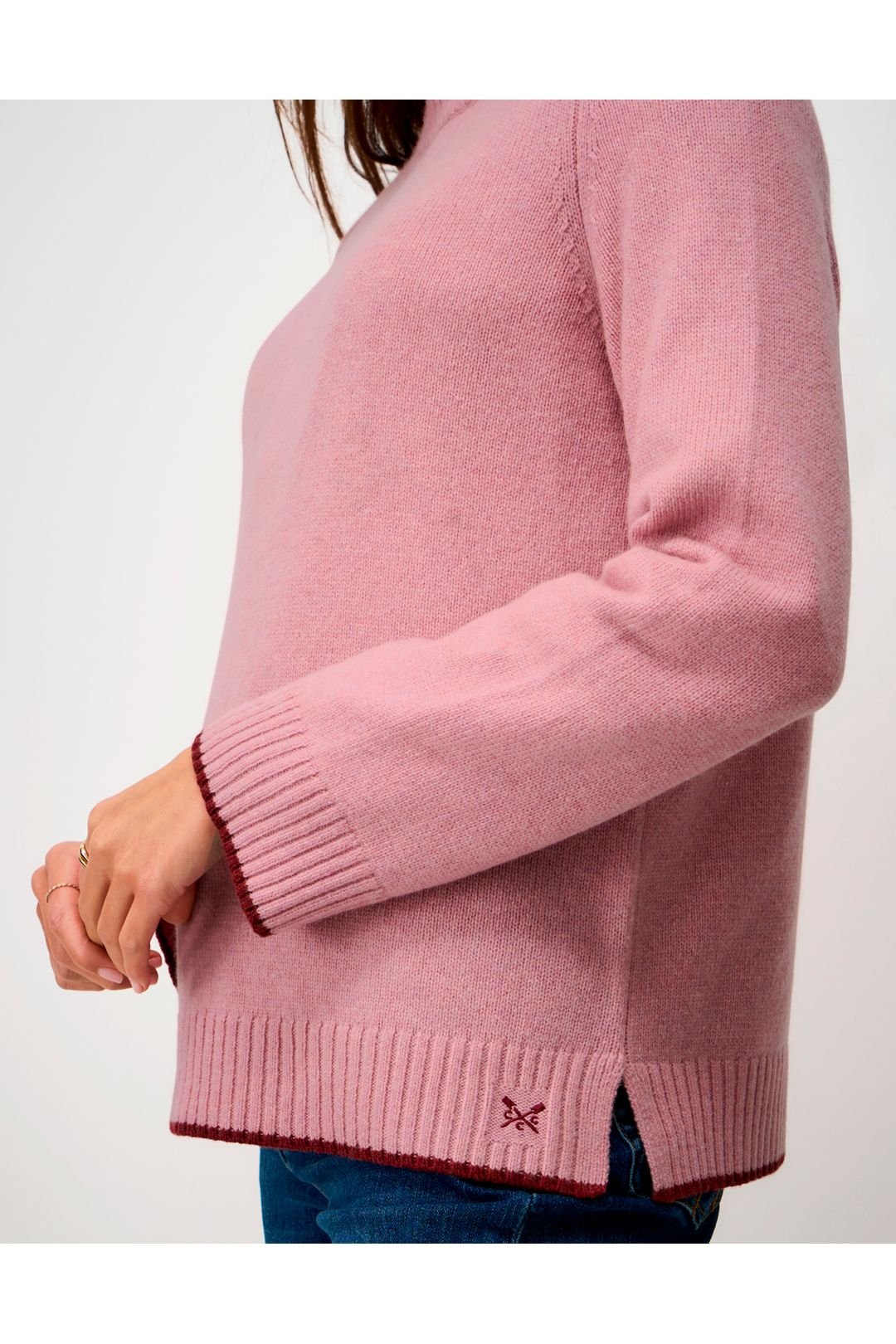 Crew Clothing Crew Clothing Women's Harmony Saddle Shoulder Funnel Neck Jumper Pink - 3