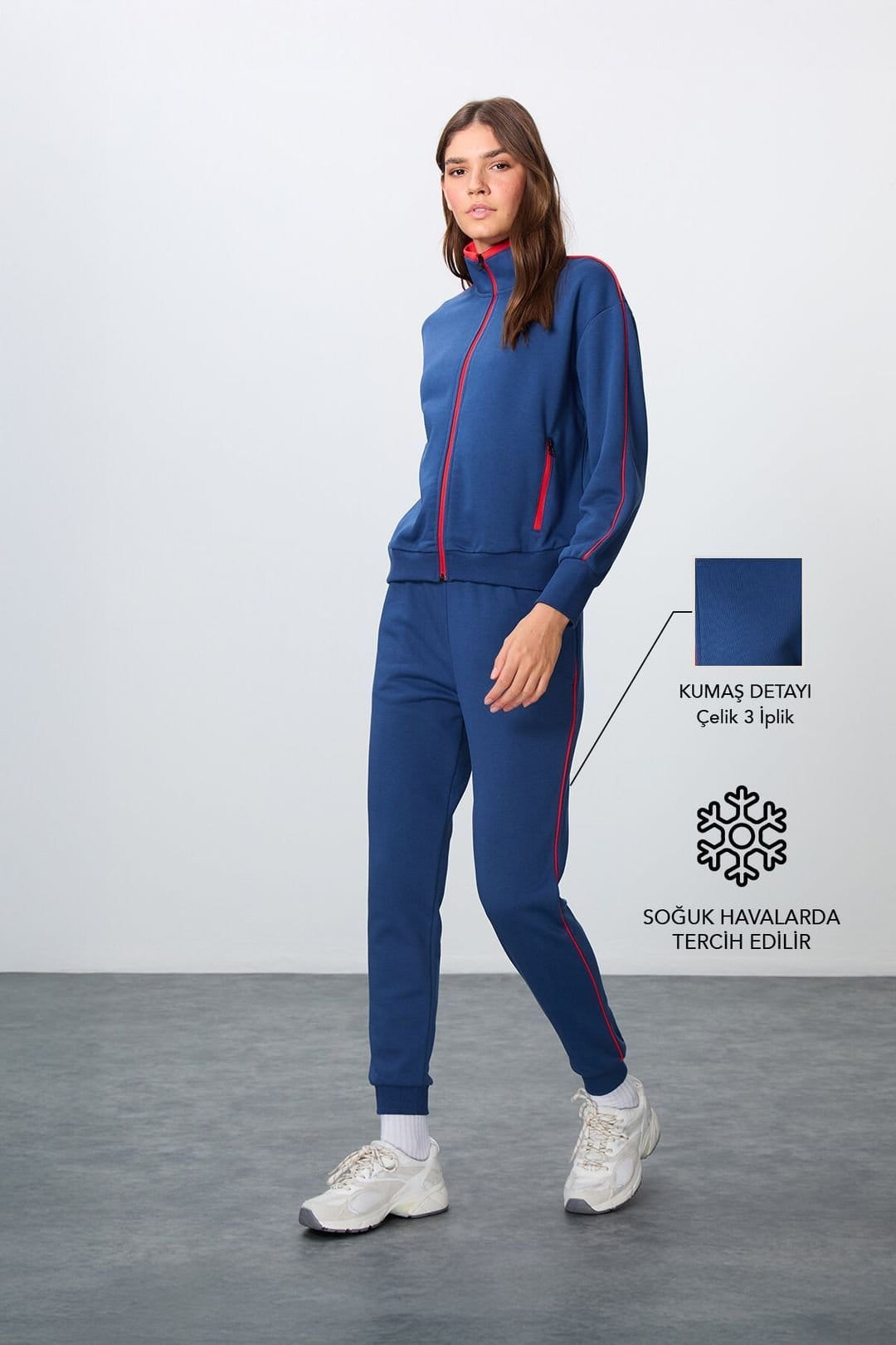 Tommy Life Tommy Life Women's Oversized Zip-collar Sweatshirt & Pants Set in Navy - 1