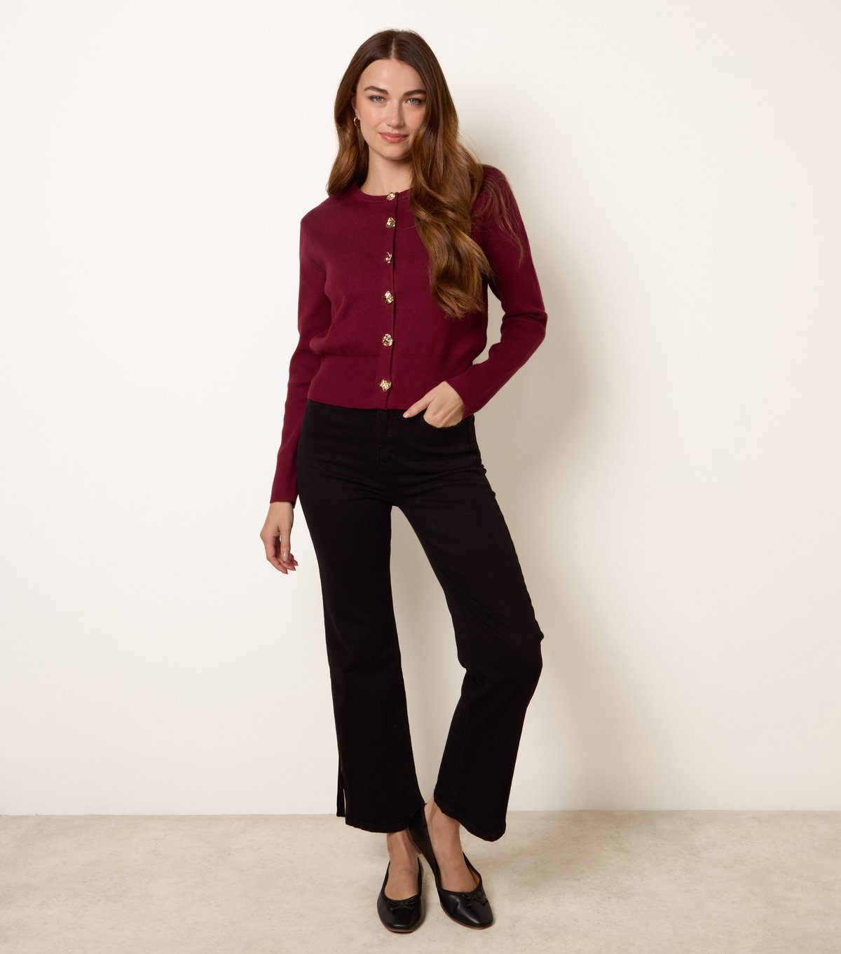 Blue Vanilla Women's Light Burgundy Button Detail Cardigan Blue Vanilla New Look - 2