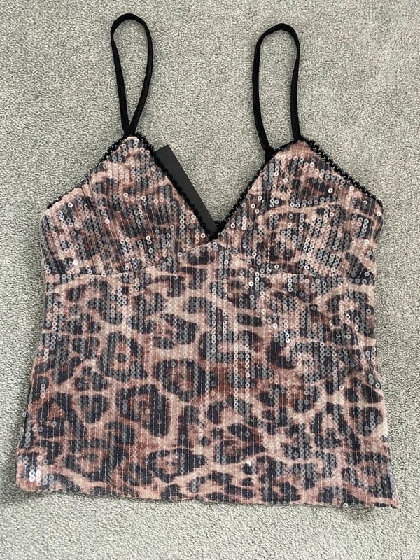 Bershka Leopard Sequin Strap Top