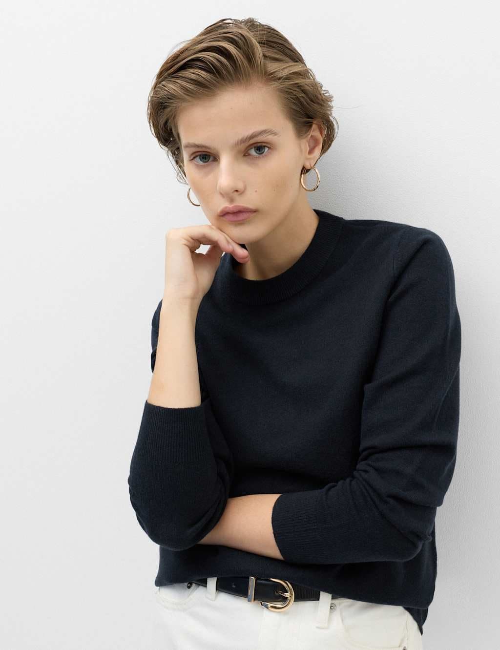 Marks & Spencer M&S Midnight Navy Air-Yarn Crew Neck Jumper