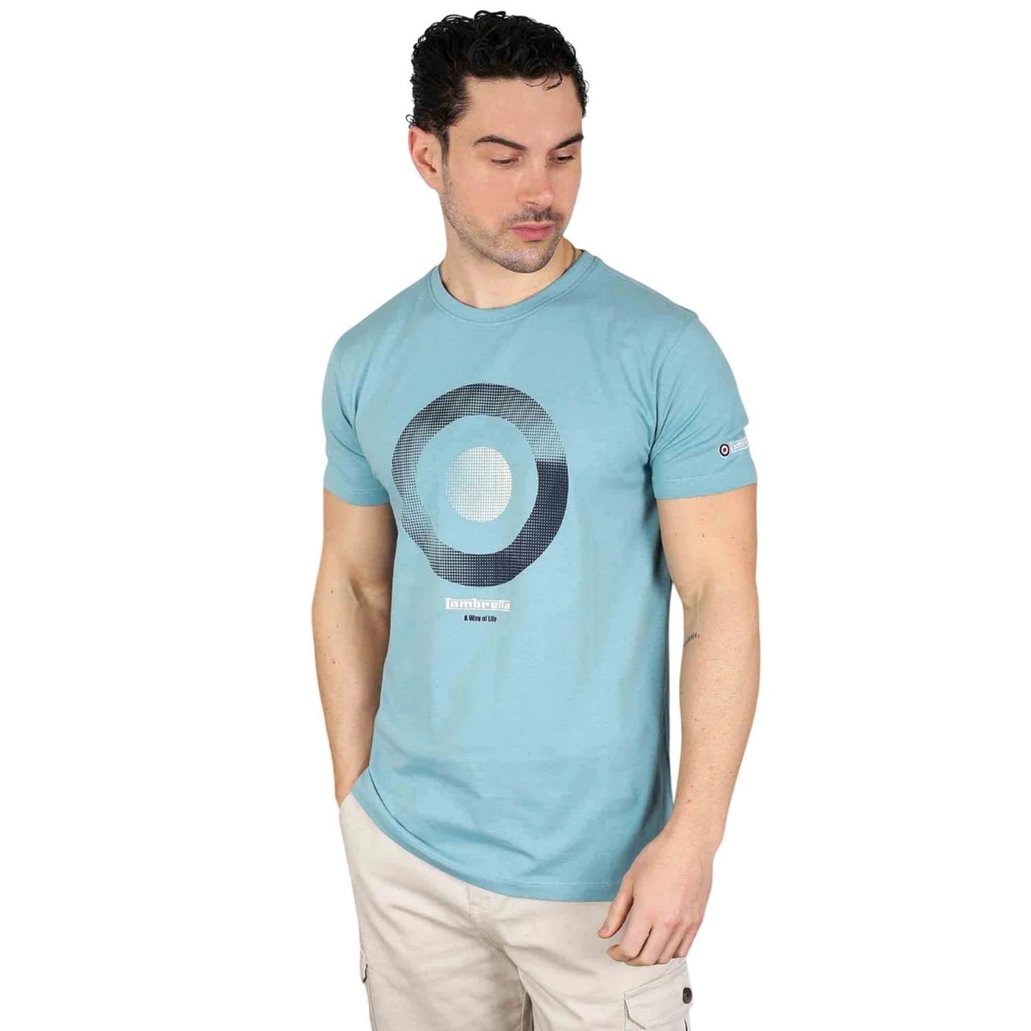 Lambretta Lambretta Men's Target Shade T-Shirt in Duck Egg Blue - 3