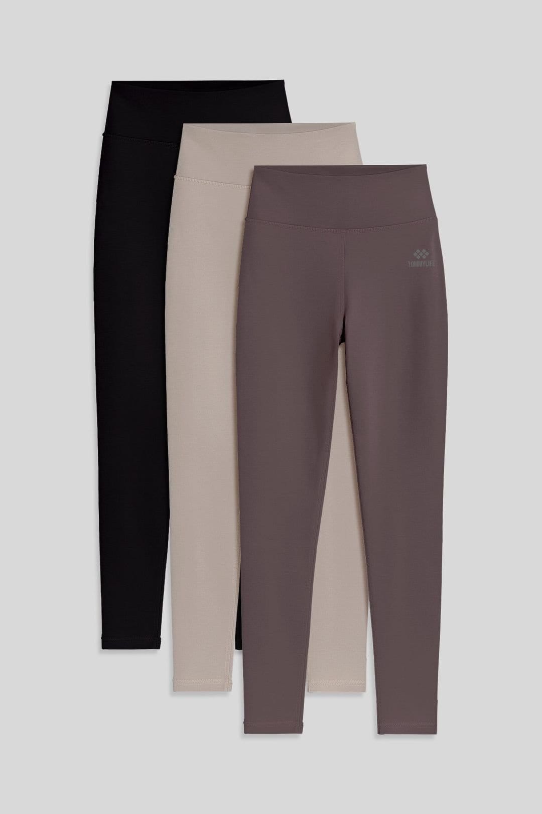 Tommy Life Tommy Life Women's High-Waist Cotton-Lycra Jersey Leggings in Grey - 1