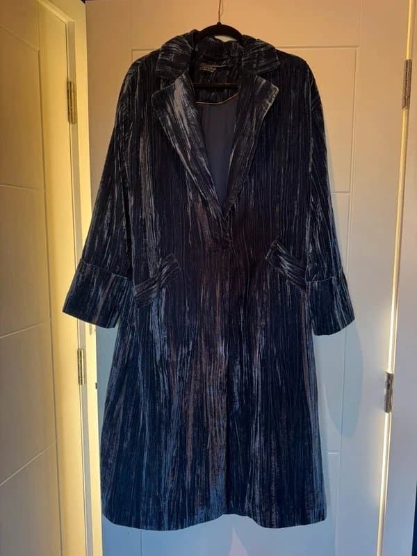 Topshop Topshop Velvet Navy Duster Jacket