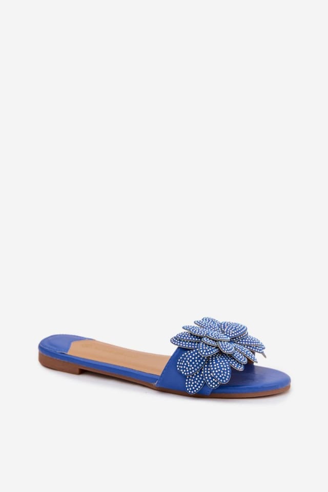 Love Lace Love Lace Women's Flat Flip Flop Sandals with Decorative Front for Summer in Blue - 2