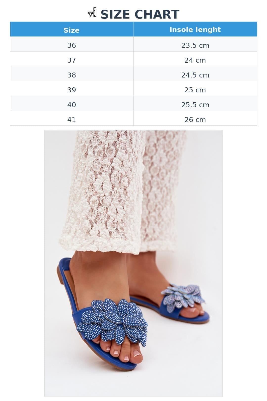 Love Lace Love Lace Women's Flat Flip Flop Sandals with Decorative Front for Summer in Blue - 4