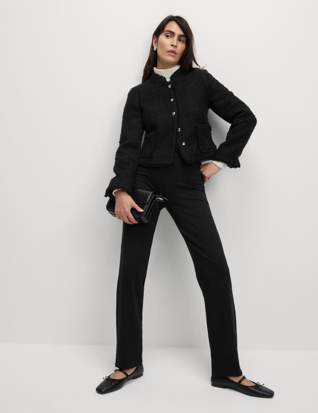 Marks & Spencer M&S Cotton Rich Straight Leg Joggers Black