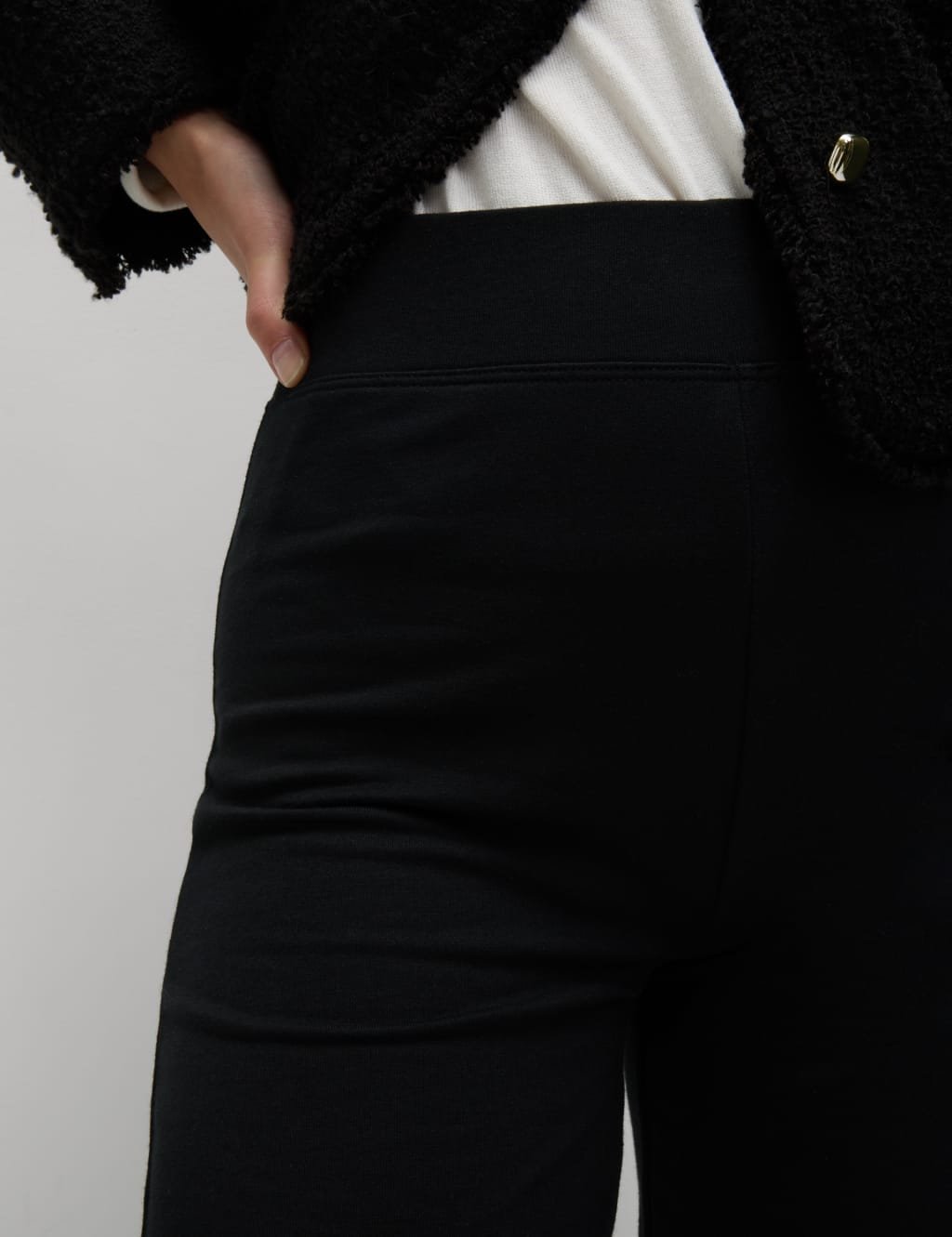 Marks & Spencer M&S Cotton Rich Straight Leg Joggers Black - 4