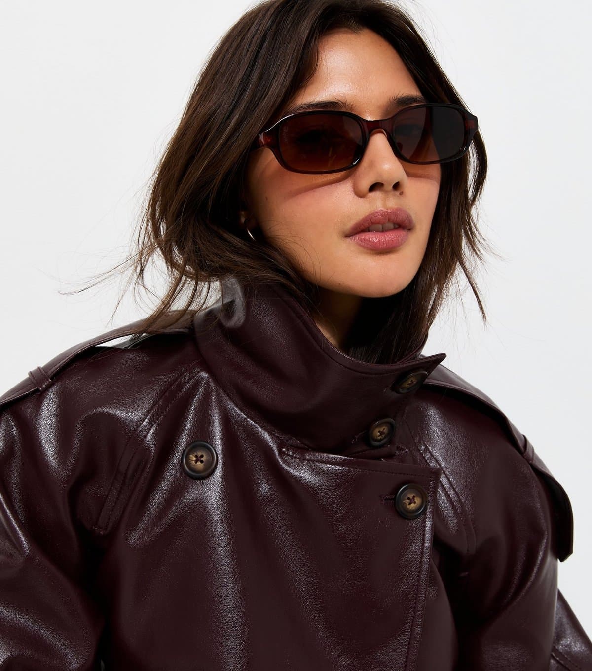 New Look Dark Brown Rectangular Frame Sunglasses New Look