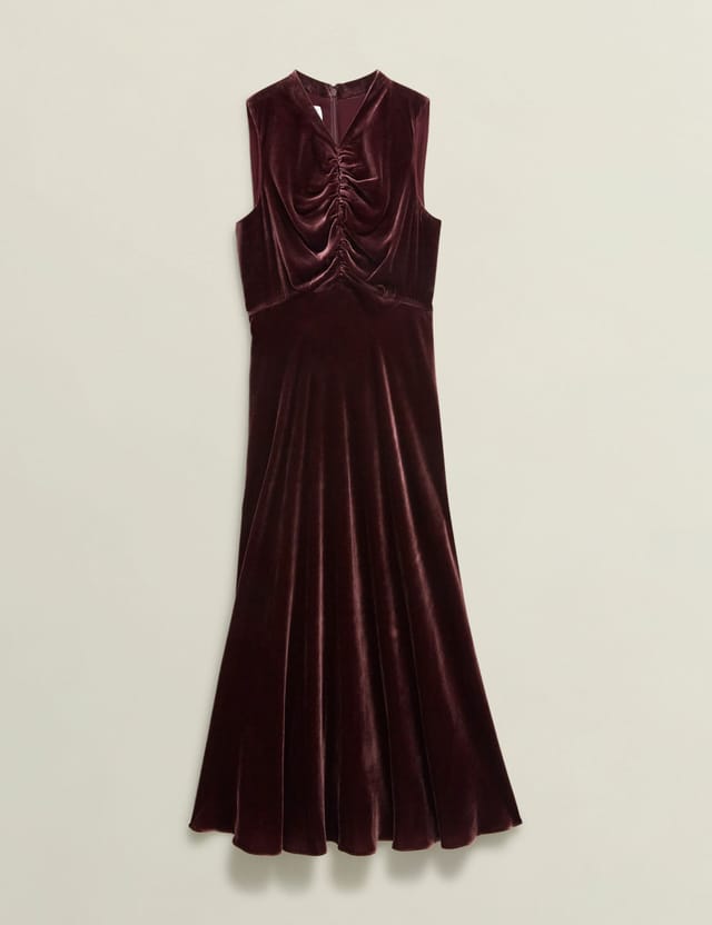 Hobbs London Hobbs London Women's Isleworth Velvet Midi Dress in Dark Brown - 2