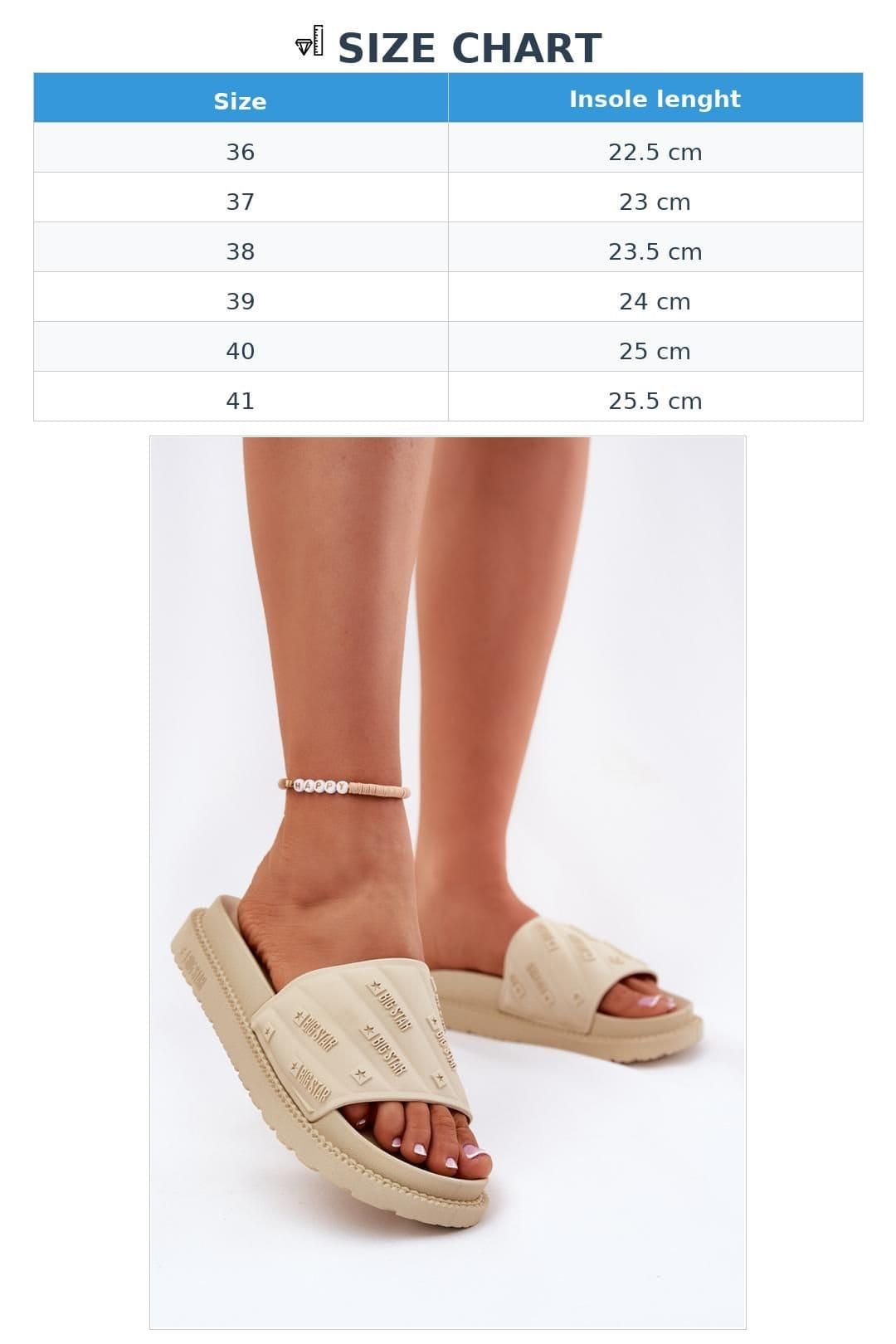 Love Lace Love Lace Women's Big Star Platform Rubber Sandals Slip On Summer Footwear in Beige - 4
