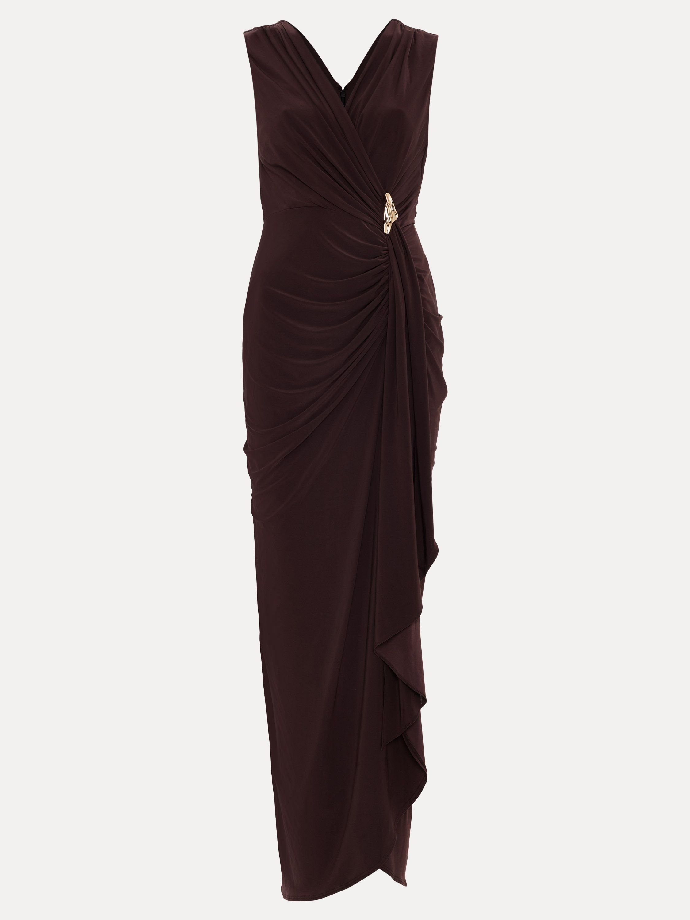 Phase Eight Phase Eight Women's Delaney Ruched Side Detail Maxi Dress in Chocolate - 2