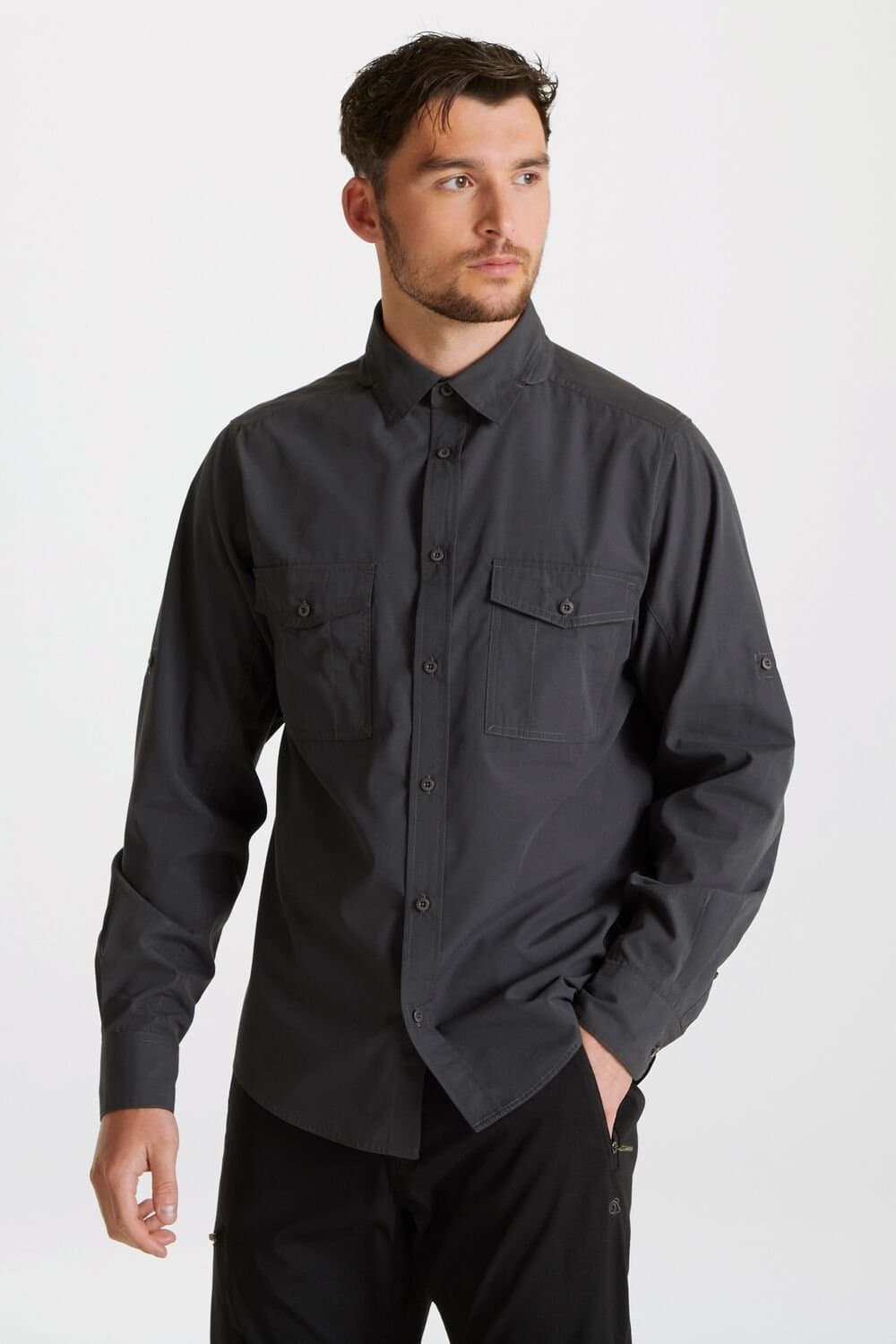 Craghoppers Craghoppers Men's 'Expert Kiwi' Long Sleeved Shirt in Grey