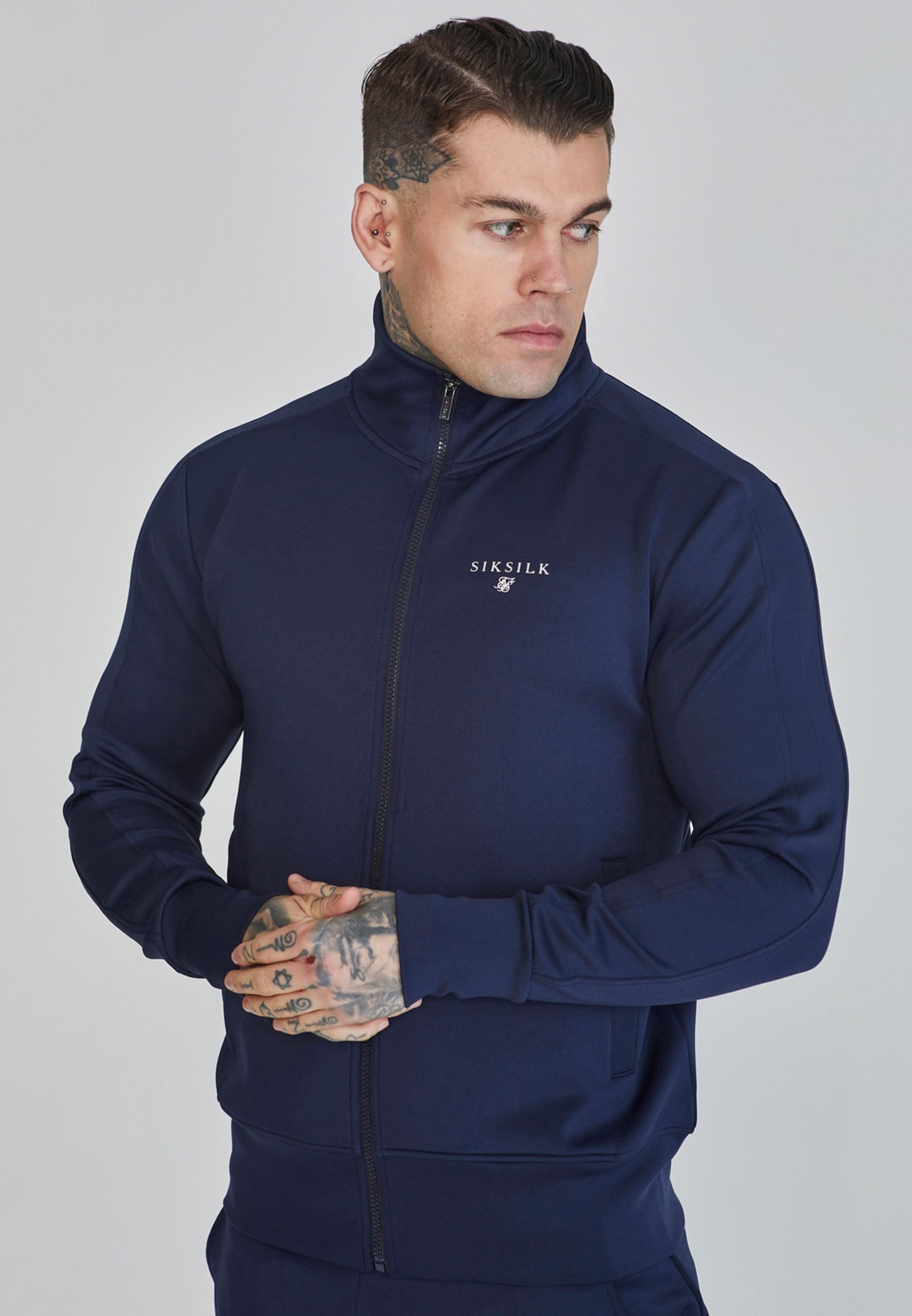 SikSilk SikSilk Men's Essentials Poly Track Top in Navy - 2