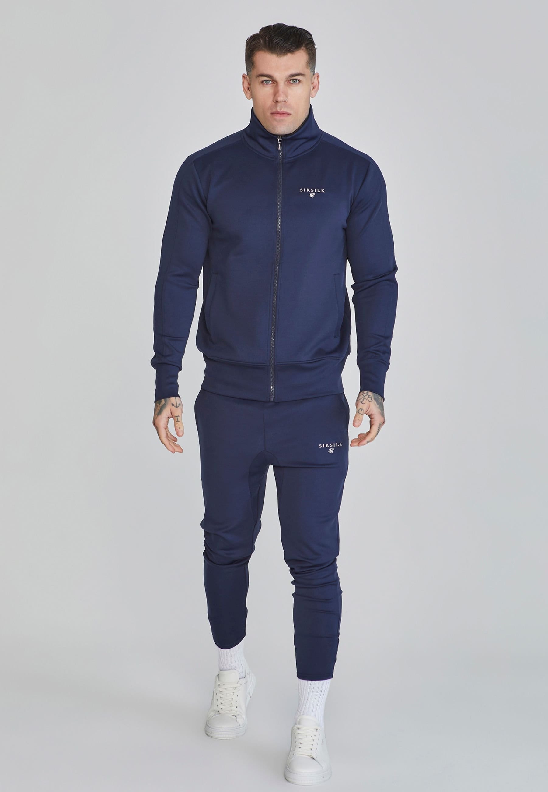 SikSilk SikSilk Men's Essentials Poly Track Top in Navy - 4