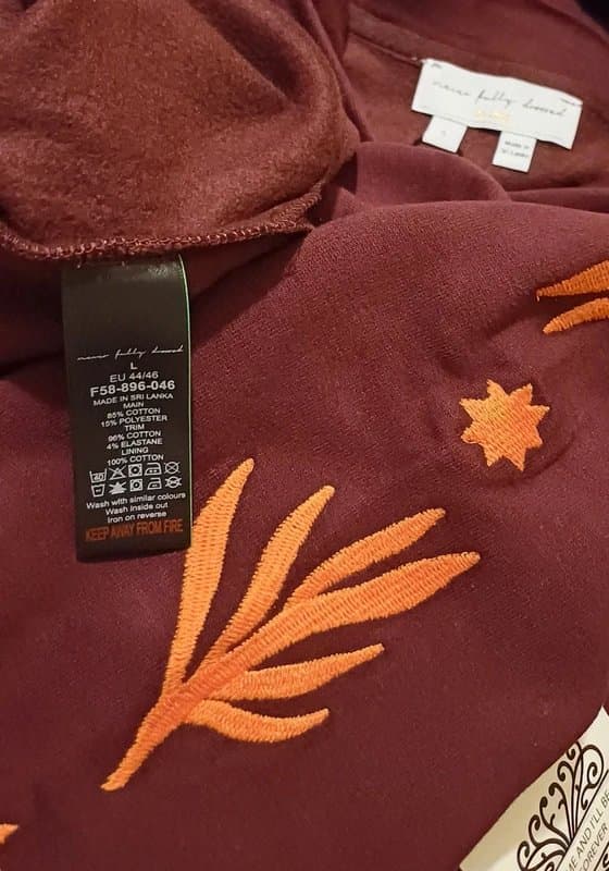 Never Fully Dressed Never Fully Dressed Burgundy Embroidered Oversized Hoodie RRP £64 - size L