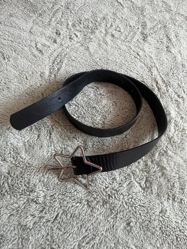 ASOS Black silver star buckle faux leather belt