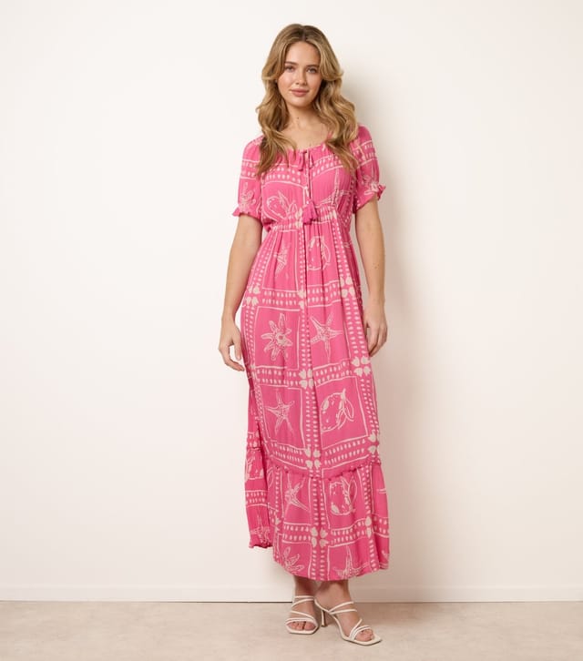 Blue Vanilla Women's Light Pink Starfish Print Tie Front Maxi Dress Blue Vanilla New Look - 3