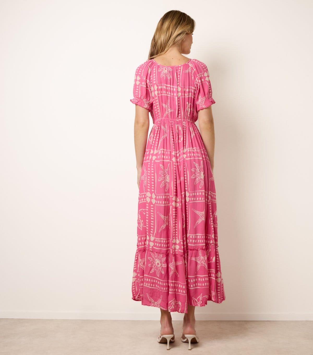 Blue Vanilla Women's Light Pink Starfish Print Tie Front Maxi Dress Blue Vanilla New Look - 4