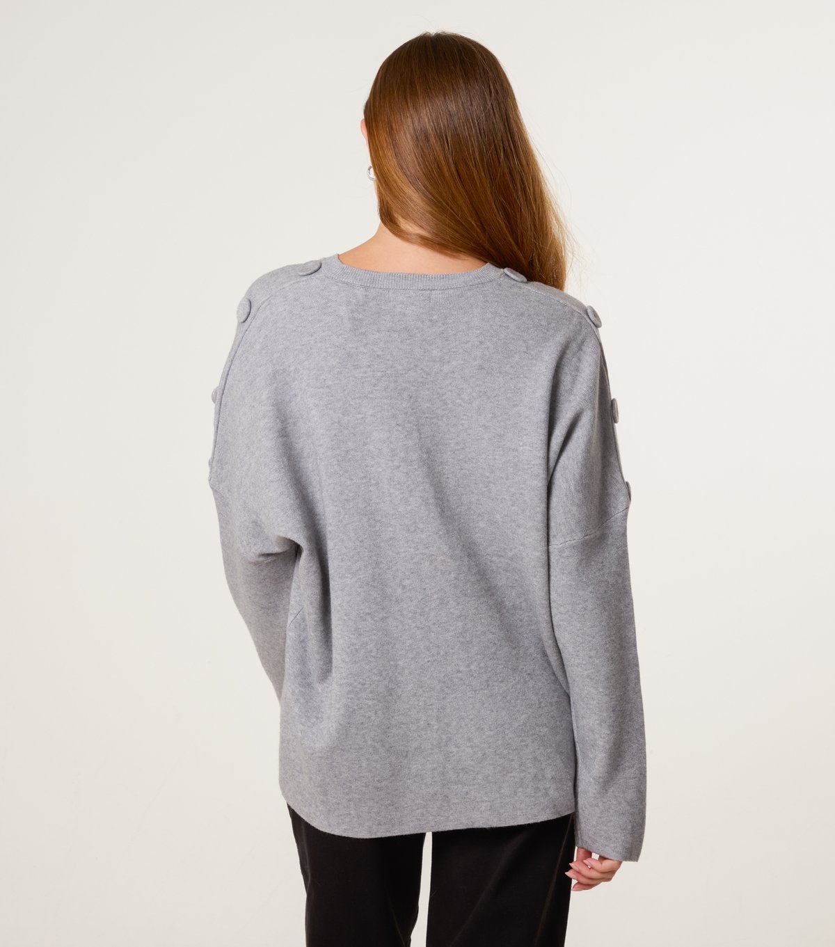 Blue Vanilla Women's Light Grey V Neck Button Detail Jumper Blue Vanilla New Look - 4