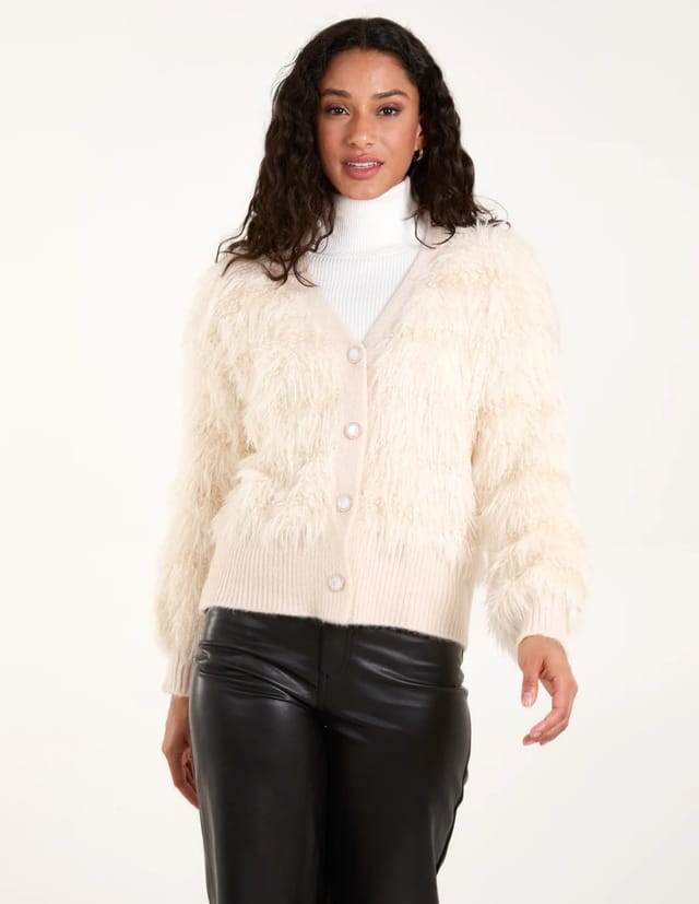 Blue Vanilla Fluffy Pearl Button Cardigan - 2
