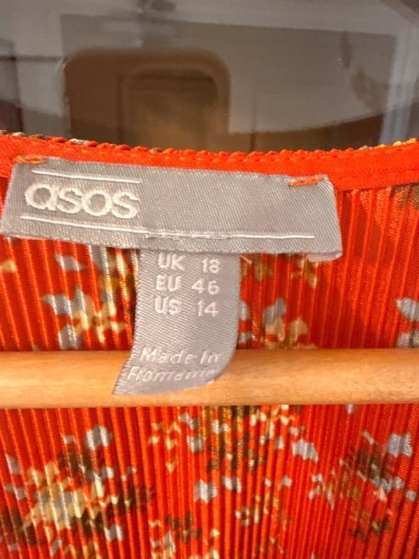 ASOS ASOS red vintage floral plisse mini tea dress size 18