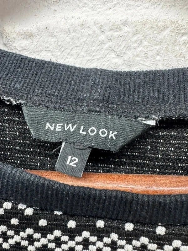 New Look Ladies Black White Patterned T Shirt Dress New Look UK 12 - 1