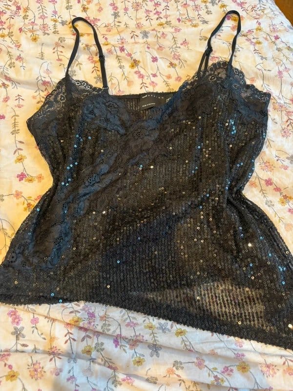 ASOS Black Sequin Asymmetrical Cami Top