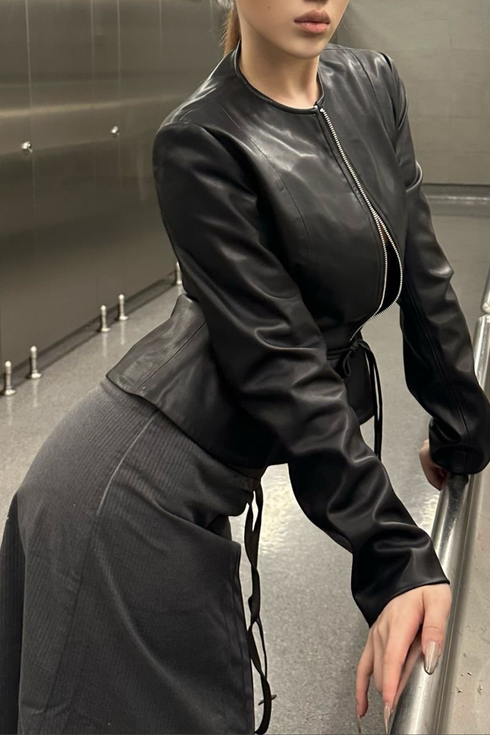 OUTTA BOX OUTTA BOX Women's Zip-Front PU Leather Jacket in Black - 2