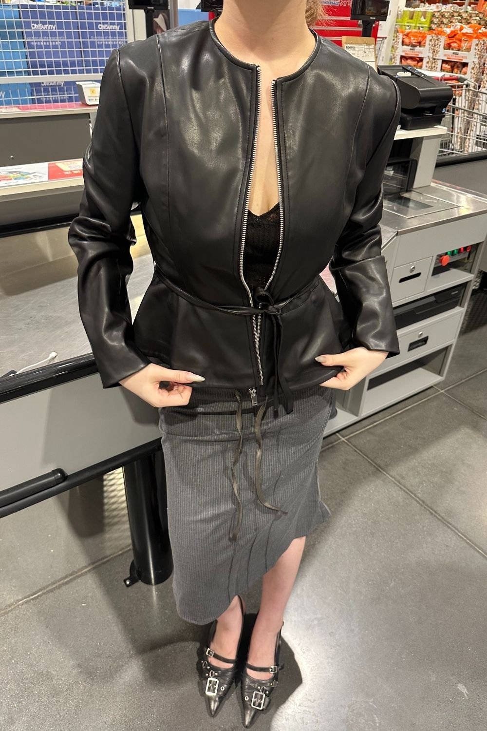 OUTTA BOX OUTTA BOX Women's Zip-Front PU Leather Jacket in Black - 4