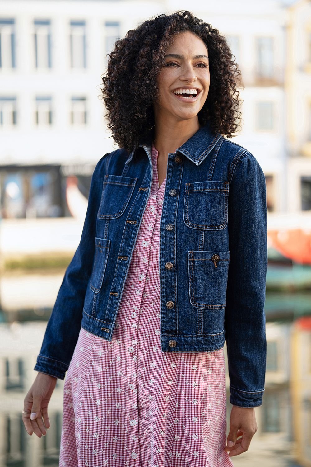 Yumi Yumi Women's Blue Stretch Denim Jacket With Pocket Detail - 2