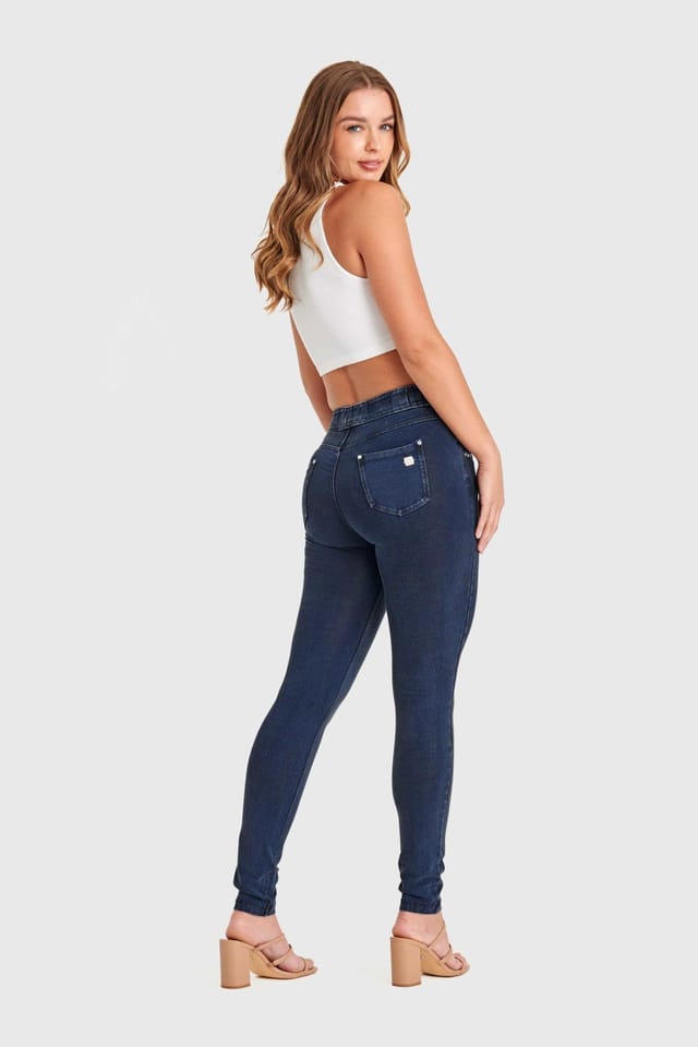 Freddy Freddy Women's N.O.W Denim High Waisted 7/8 Length Jeans in Dark Blue - 3