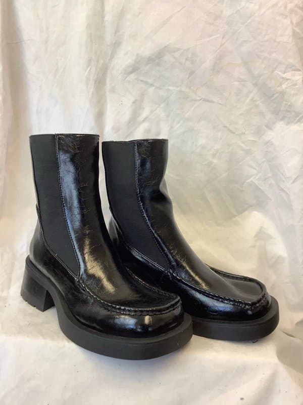 Topshop Ladies Topshop Black Patent Leather Ankle Boots Size 5