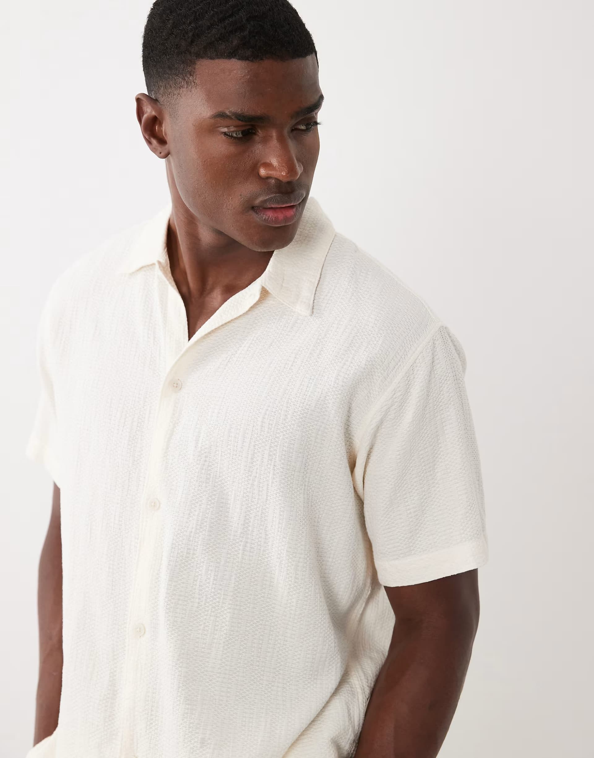 ASOS Jack & Jones co-ord textured shirt in cream