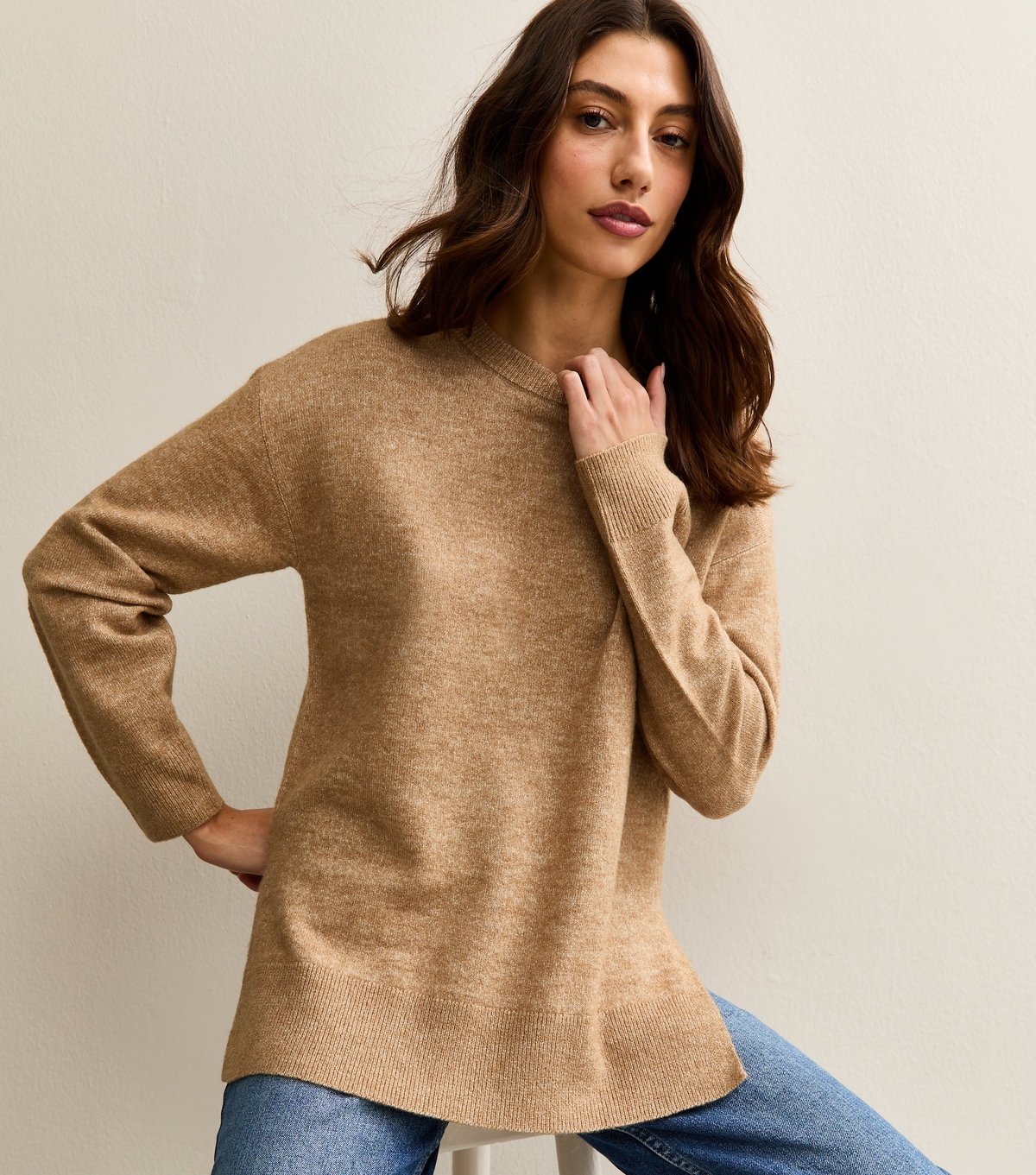 New Look Women's Tall Camel Knit Side Split Jumper New Look - 2